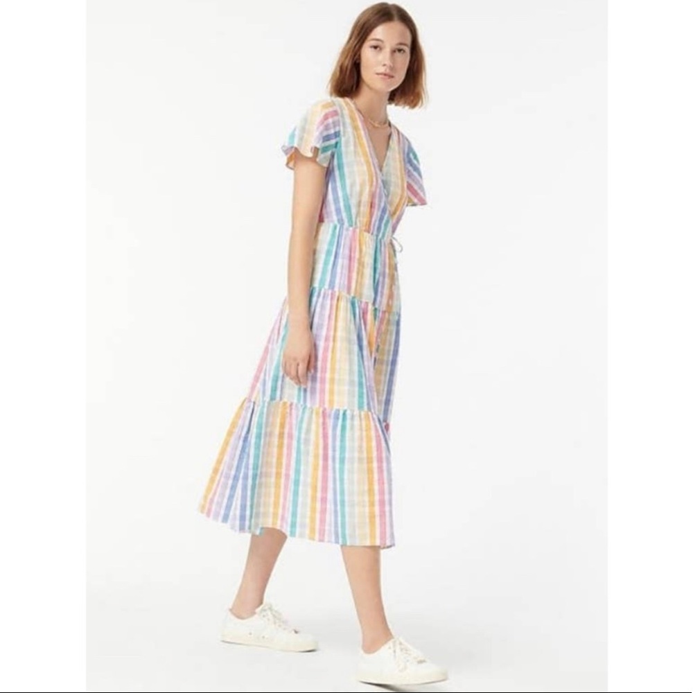 J Crew Rainbow Gingham Dress